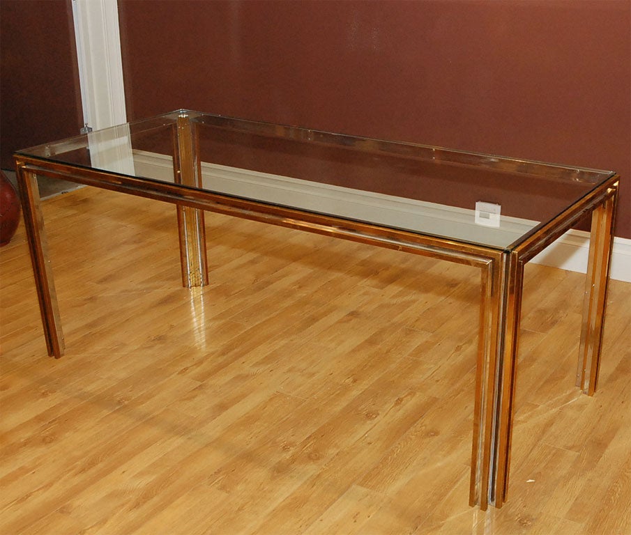 Chrome and gilt-metal table, in the style of Willy Rizzo