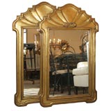 Large Pair Dorothy Draper Style Shell Mirrors