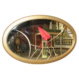 Antique Large Oval Mirror with Lips