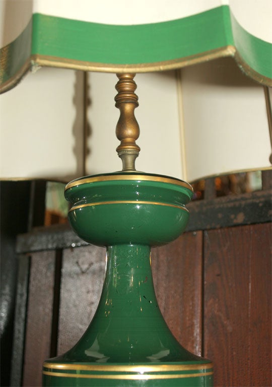 Eglomise Greek Key Lamp and Spectacular Shade In Fair Condition In Stamford, CT