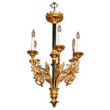 SIX ARM GILDED BRONZE NEO-CLASSIC CHANDELIER