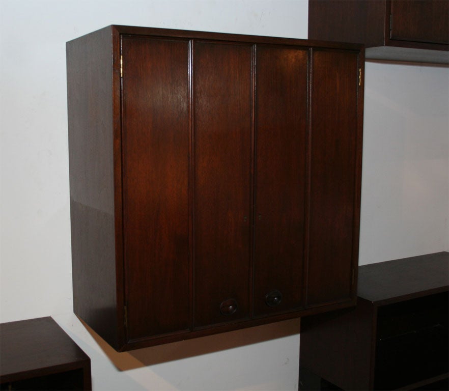 Mid-Century Modern American Modular Wall Mount Cabinets by Edward J Wormley for Dunbar Furniture For Sale