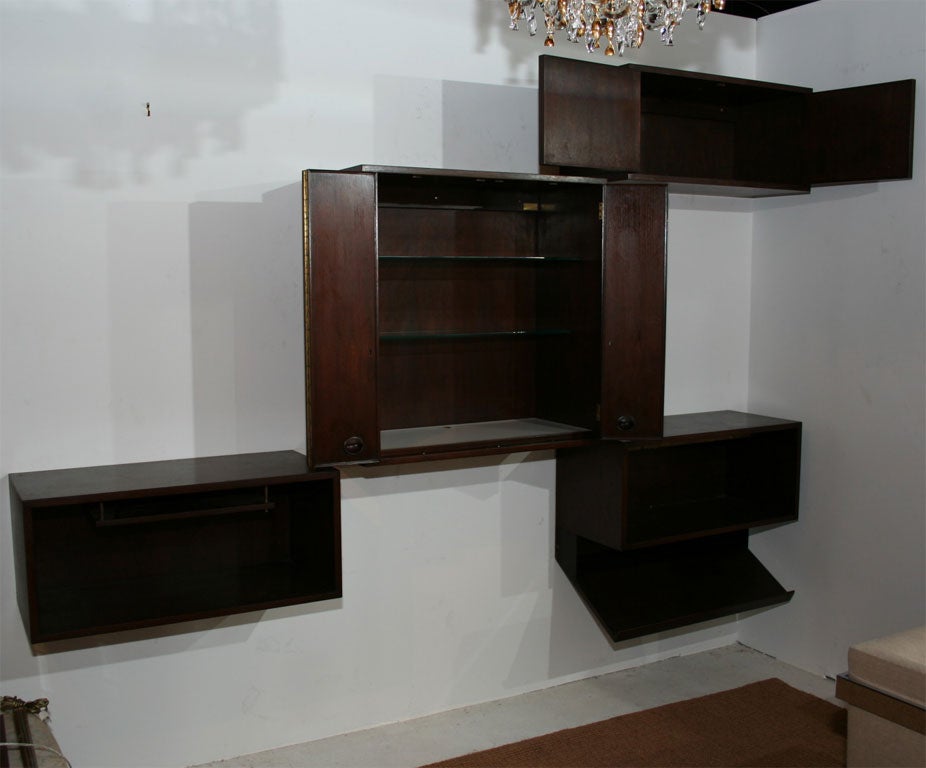 Mid-20th Century American Modular Wall Mount Cabinets by Edward J Wormley for Dunbar Furniture For Sale