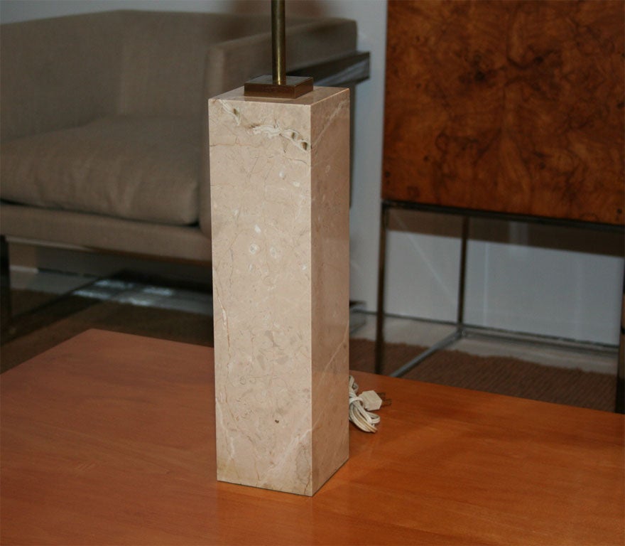 Pair of Marble Column Table Lamps by T.H. Robsjohn-Gibbings