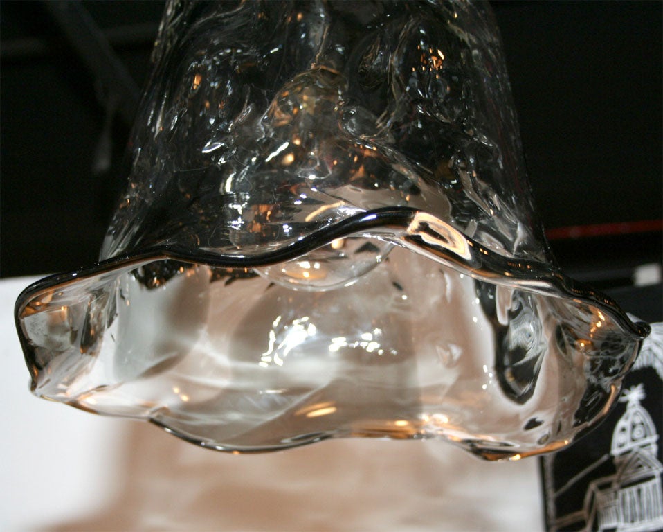 Hand Blown Bell Form Hurricane Glass Chandelier by Mazzega