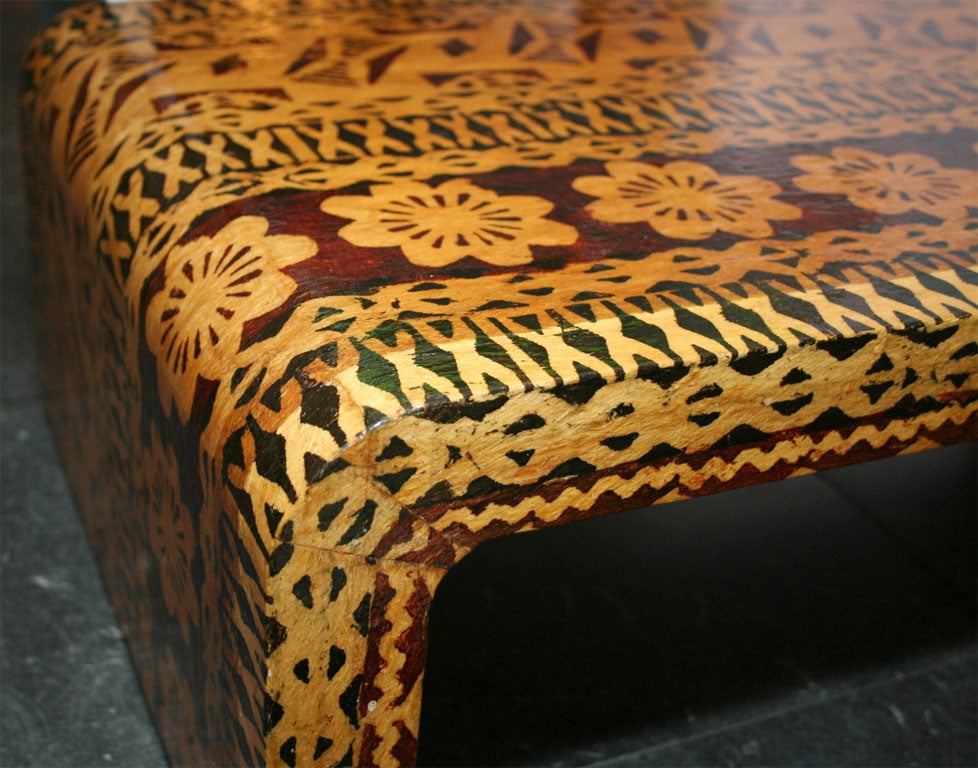 WATERFALL LOW TABLE IN TAPA CLOTH BY KARL SPRINGER 1
