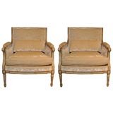 Pair of Louis XVI Style French Bergeres