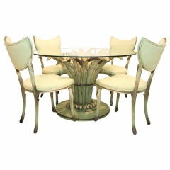 Spectacular Italian 
Cattail
 Polychromed and Leafed Dining Set