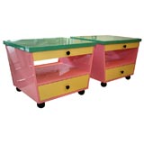 Pair of 'Memphis' Multi Colored Lacquered Side Tables