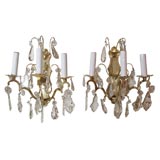 Antique 1910's bronze sconces with crystals