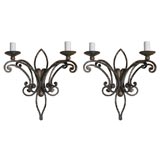 Vintage French rustic iron sconces