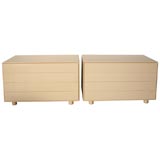 Pair Ivory Lacquer 4 Drawer Cabinets
