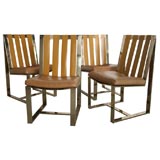 Set of 4 Milo Baughman Chrome Dining Chairs