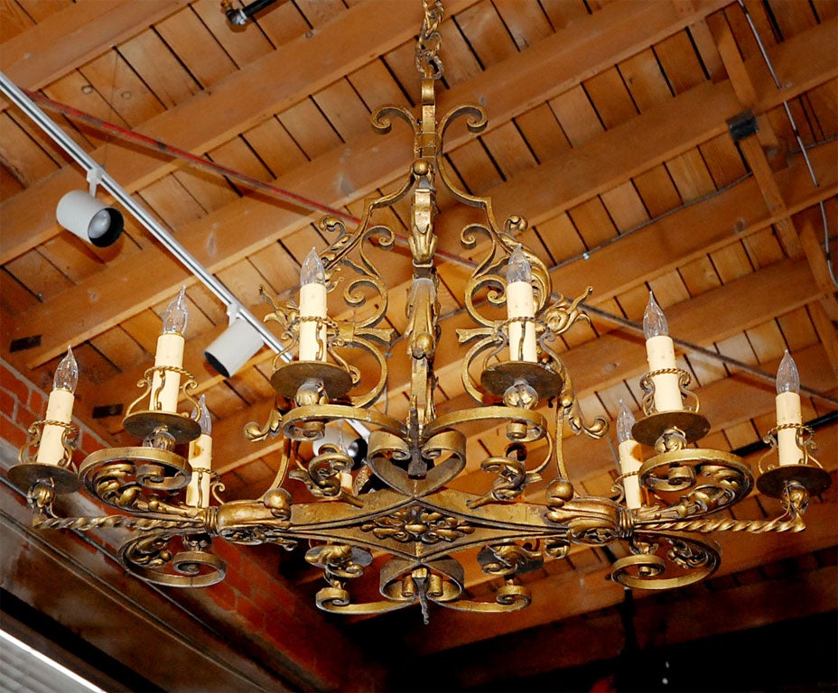 French wrough Iron gilded chandelier