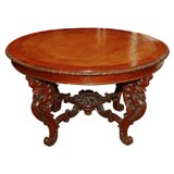 English carved  round center table