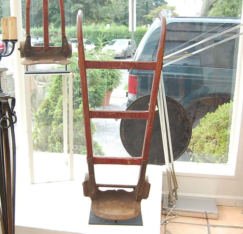 This Hand Truck is one of a collection of 12 early hand trucks found in a barn in Pennsylvania. Each unit in this collection is different and reflects the various innovations in material handling equipment.this item is from 