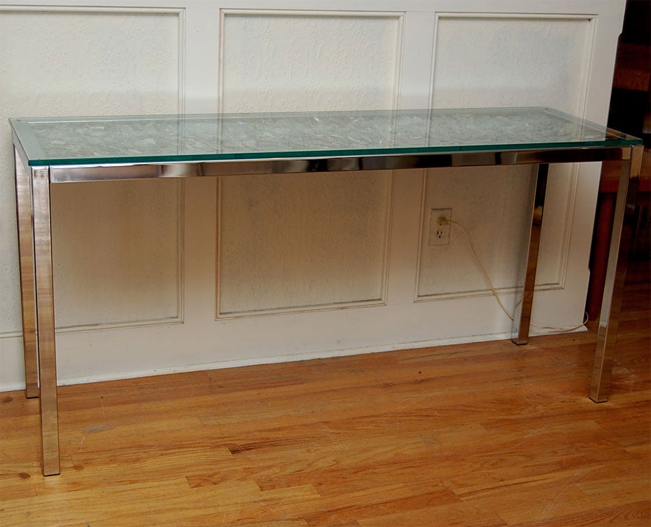 Abalone Shell and Chrome Console Table