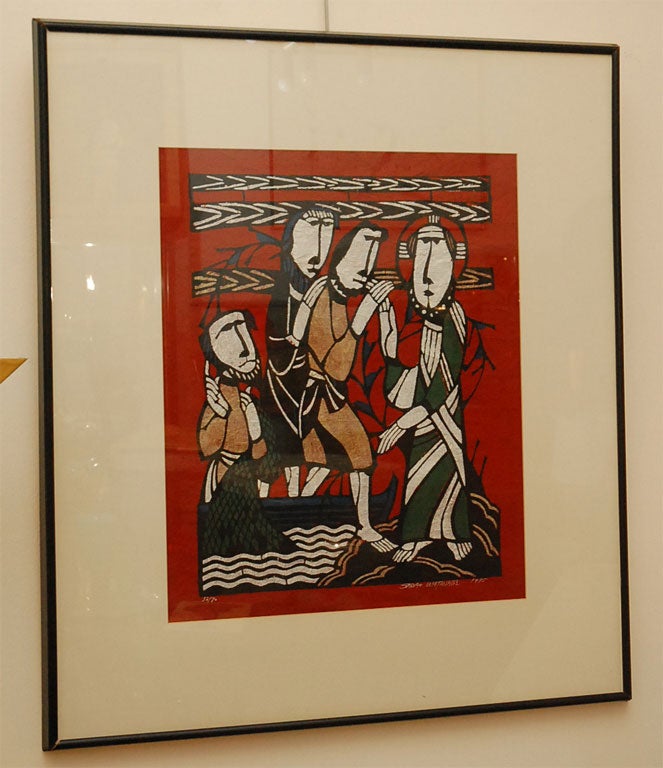 Nice and large print of the very well known artis Sadao Watanabe, signed, numbered 32/70, and dated 1975.