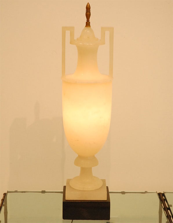 Monumental Neoclassical Alabaster Urn Lamp