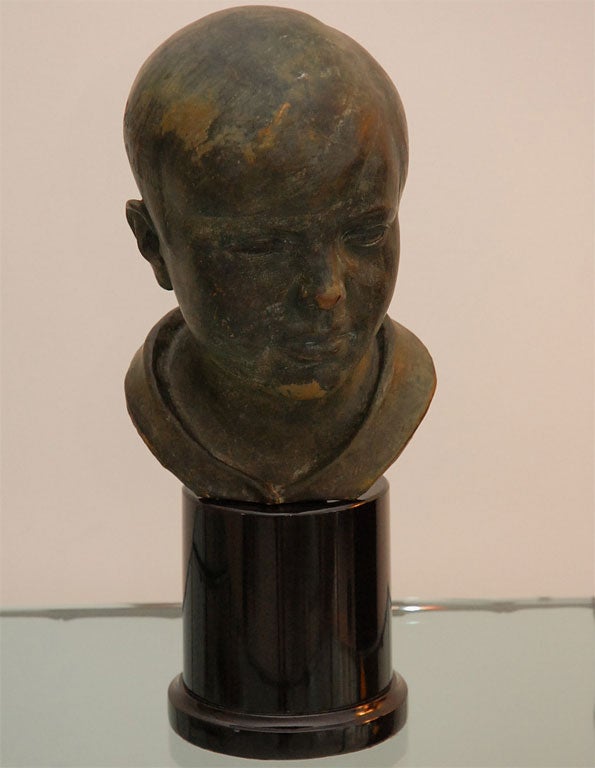 Bronze Bust of a Boy on Custom Pedestal