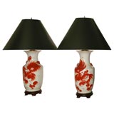 Pair of Chinese pottery lamps