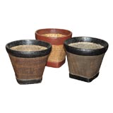 Rice Basket with Red or Black Lacquered Banded Top (Ref# S0101)