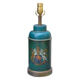 Leather tea canister lamp with escutcheon