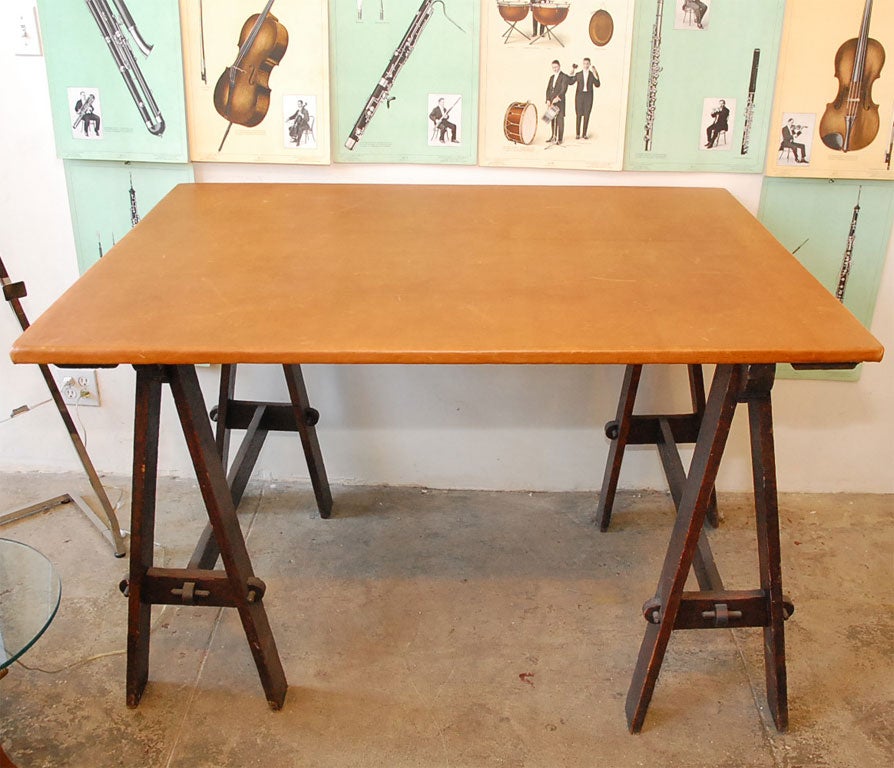 Arts and Crafts Drafting table with leather top