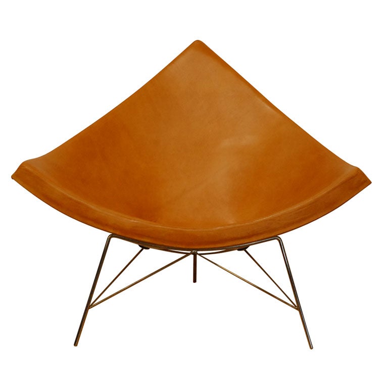 George Nelson coconut chair in gold leather