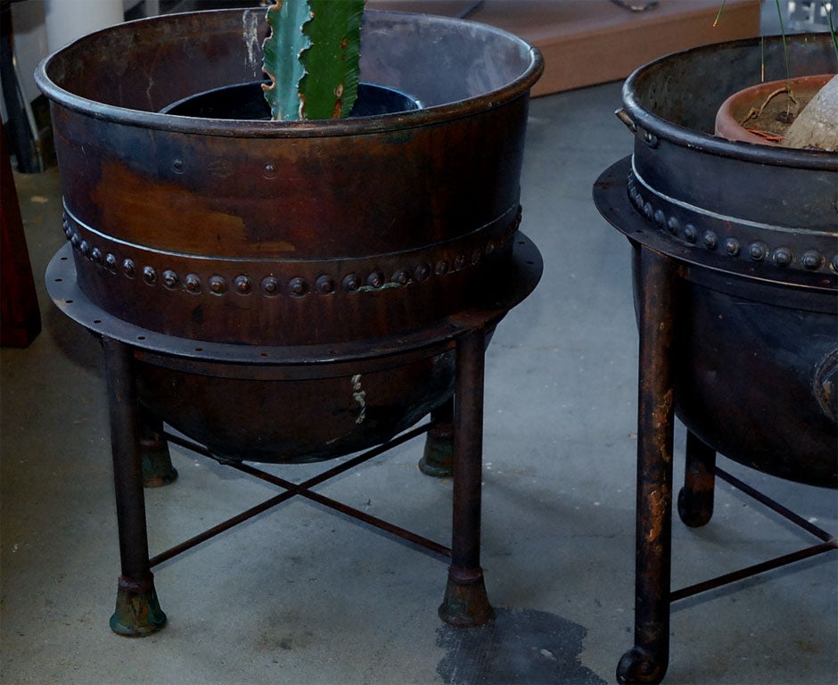Unknown Pair of industrial large copper pots from a chocolate factory