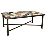 Specimen Marble and Patinated Steel Coffee Table