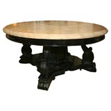 Large-Scale Anglo-Indian Center Table with Rare Marble Top