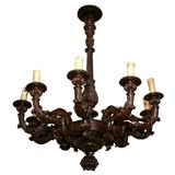 Antique Large Carved Wood Chandelier
