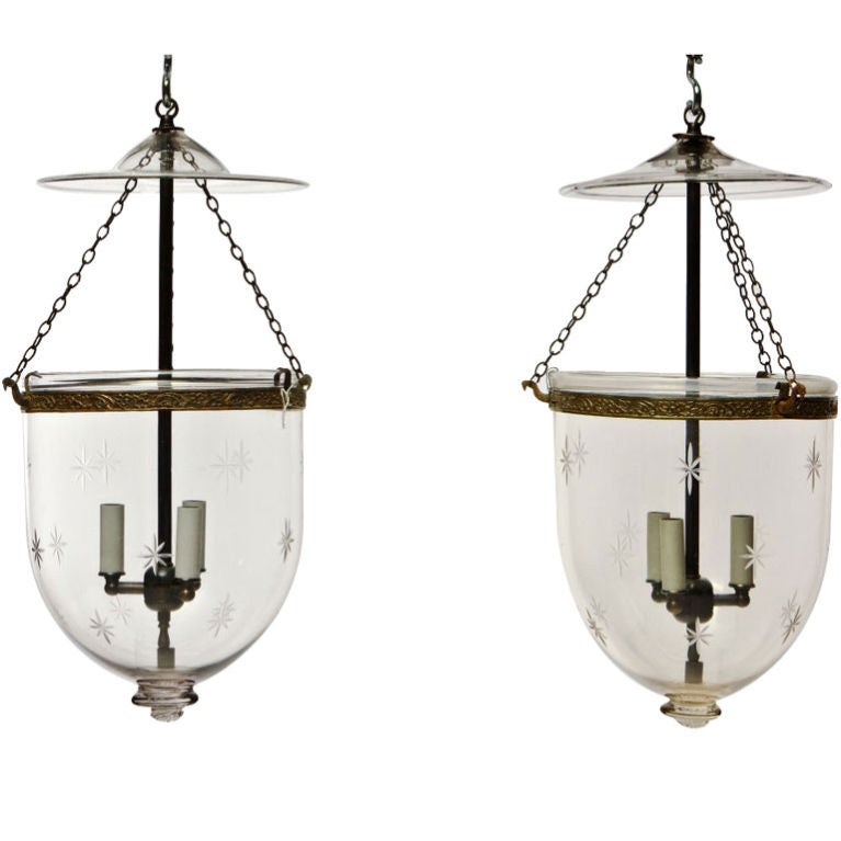Pair of 19th Century Anglo Indian Bell Jar Lanterns