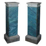 Pair of Faux-Marble Painted Pedestals Pair of Faux-Marble Painted Pedestals