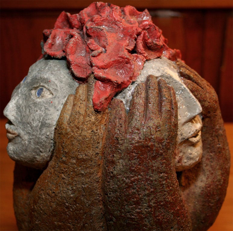 Contemporary Three Faced Sculpture by Jean-Paul Bonnet