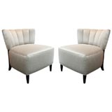 Vintage Pair of 1940
s Hollywood Slipper Chairs with Channel Back Detail