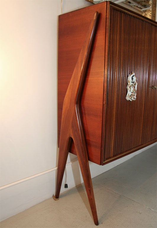 Osvaldo Borsani Attributed Unique Sideboard, Handles by Quattrini, circa 1950 In Good Condition In New York, NY