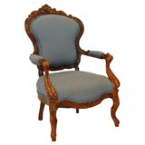 19th Century Italian  Rosewood Rococo Armchair