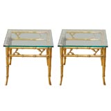 Pair of Faux Brass Bamboo End Tables