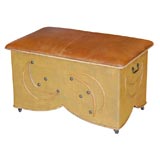 Rattan Leather Top Trunk