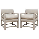 Pair of Linen Armchairs