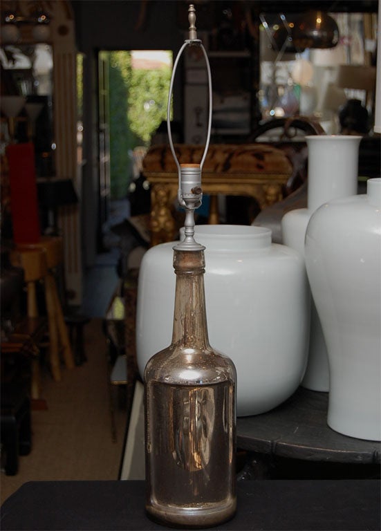 19th Century Antique Mercury Glass Lamp