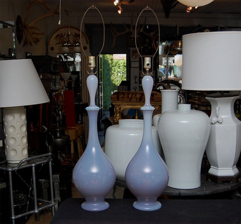 Pair of Lilac Murano Lamps
