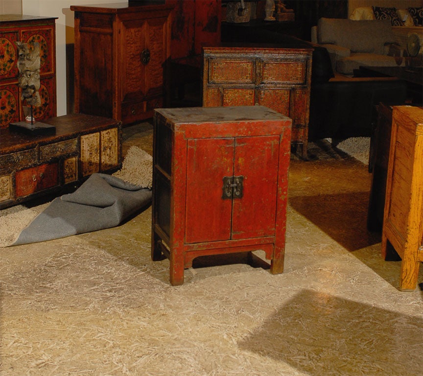 This smallish red Shanxi chest is gorgeous.  Only the hardware is not original.  Notice the patina and the crackled lacquer.  This piece is stunning.