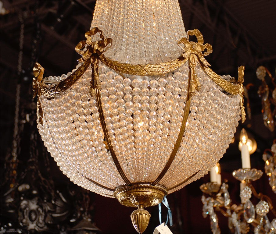 French Antique Chandelier.  Basket style chandelier