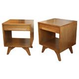 Pair of Cerused Solid Oak Sculptural Nightstands after Laszlo