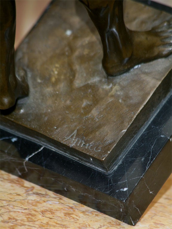A BRONZE STATUE OF APOLLO BELVEDERE  SIGNED 
