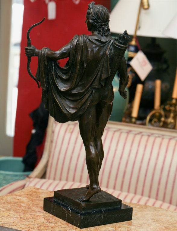 A BRONZE STATUE OF APOLLO BELVEDERE  SIGNED 