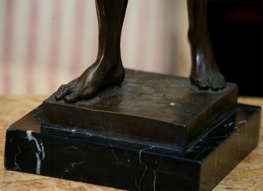 A BRONZE STATUE OF APOLLO BELVEDERE  SIGNED 